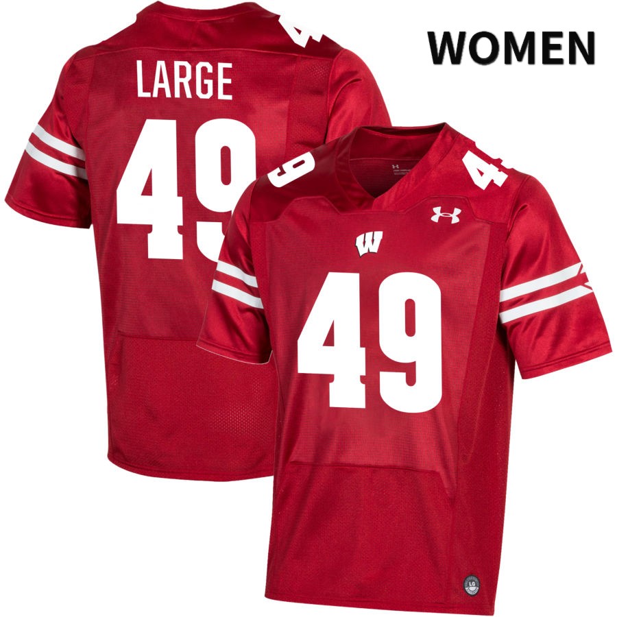 Wisconsin Badgers Women's #49 Cam Large NCAA Under Armour Authentic Red NIL 2022 College Stitched Football Jersey FR40E42DG